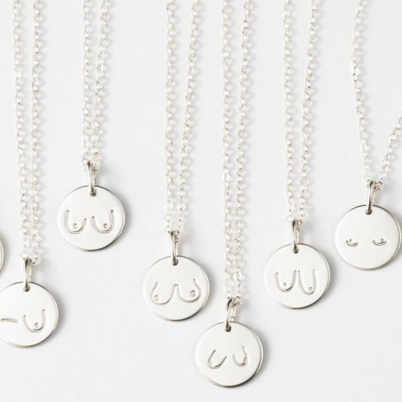 Side Set Boobs/Breasts Feminist Charm Necklace - Picture 3 of 9